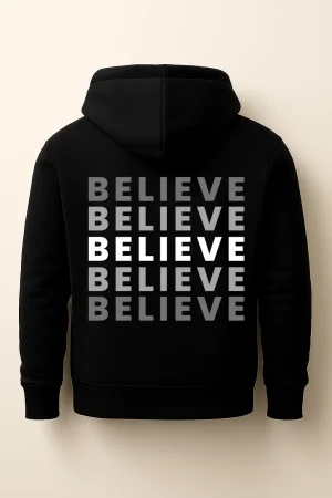 Printed Black Hoodie – BELIEVE