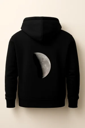 Printed Black Hoodie – Moon