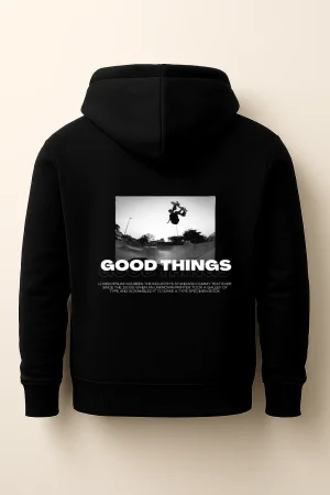 Printed Black Hoodie – GOOD THINGS