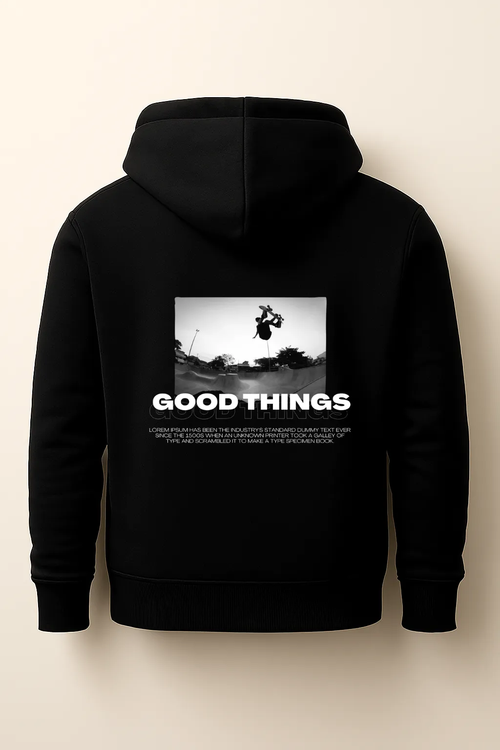Printed Black Hoodie – GOOD THINGS
